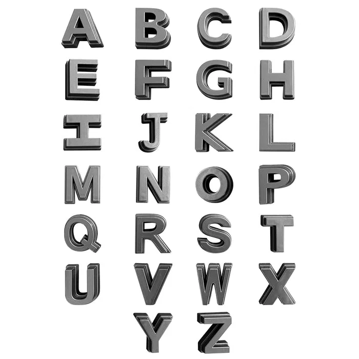 AMTYTAA00132 – AMERICAN MOD Emblem, A To Z Alphabet Letters Grille Mount Gray ABS Plastic With 26 Alphabet Letters/ S...